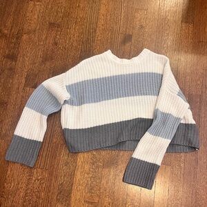 small cropped blue striped sweater